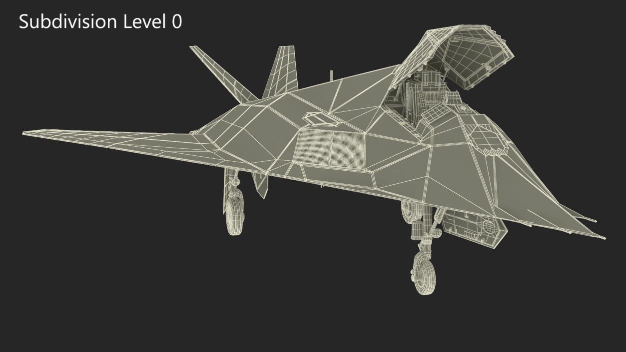 3D Lockheed F-117 Nighthawk Stealth Aircraft Rigged model