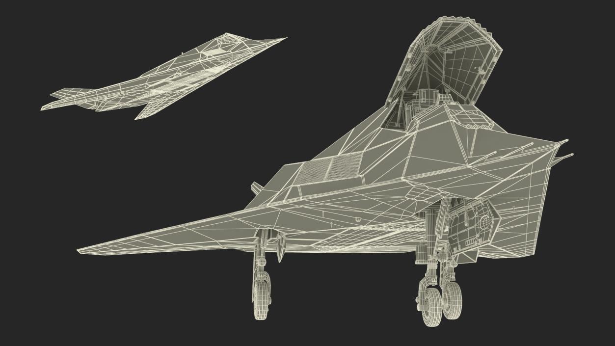 3D Lockheed F-117 Nighthawk Stealth Aircraft Rigged model