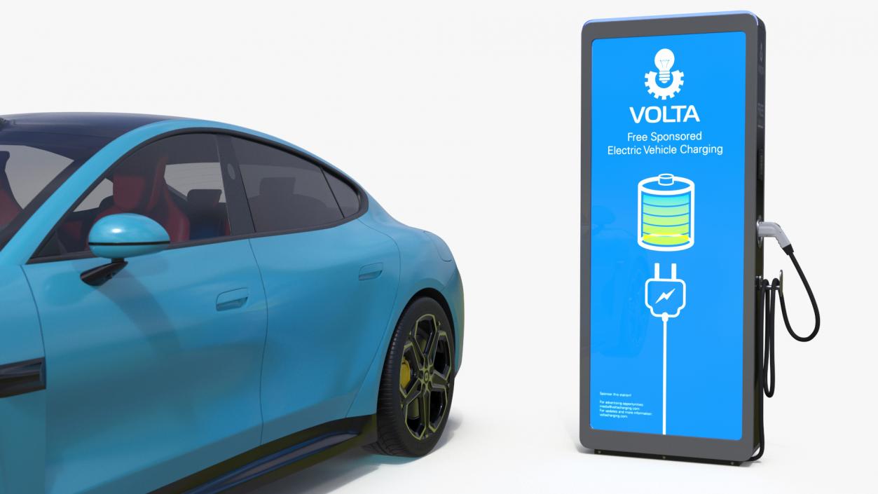 3D model Electric Car Charging Station and Xiaomi Aqua Blue