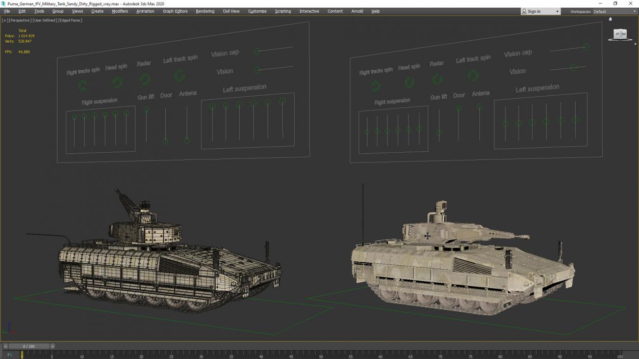 3D Puma German IFV Military Tank Sandy Dirty Rigged model