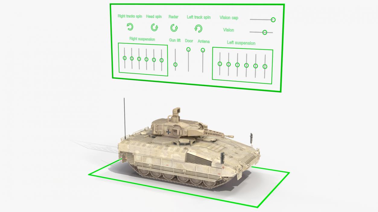 3D Puma German IFV Military Tank Sandy Dirty Rigged model