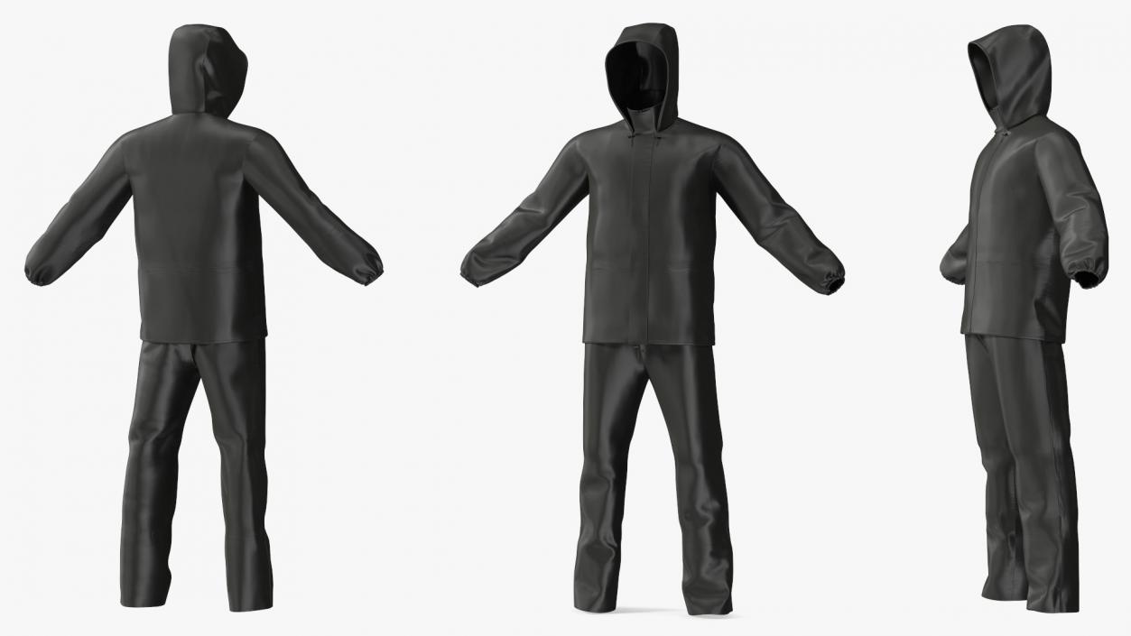 Unisex Black Rain Suit 3D