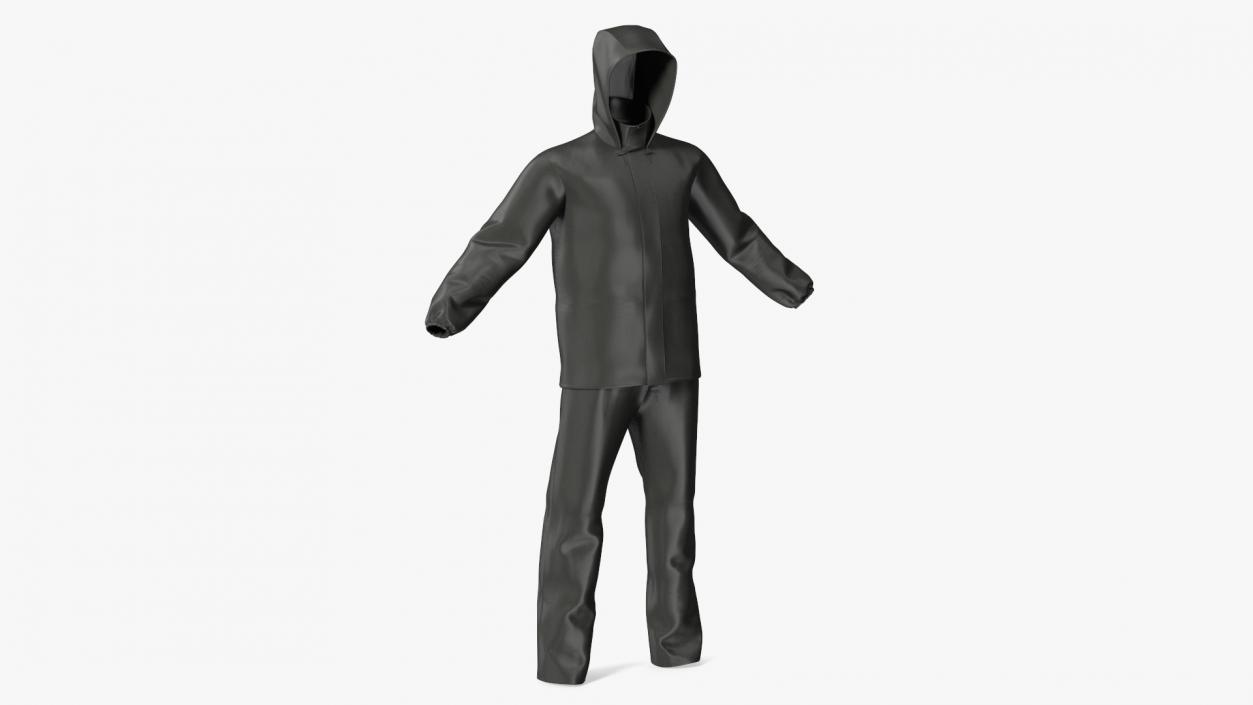 Unisex Black Rain Suit 3D