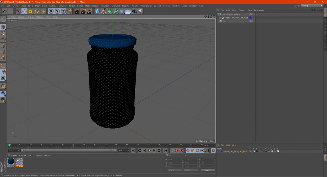 3D Empty Can with Cap 12oz model