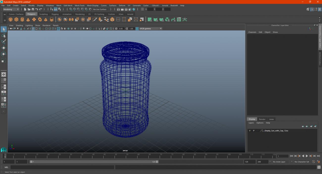 3D Empty Can with Cap 12oz model