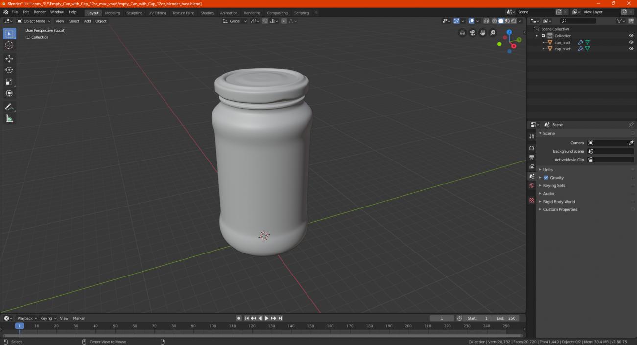 3D Empty Can with Cap 12oz model