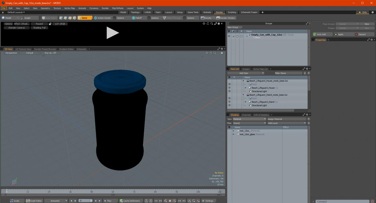 3D Empty Can with Cap 12oz model