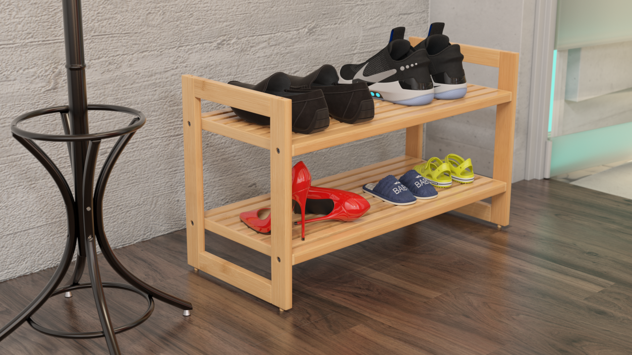 3D Wooden Stackable Shoe Rack