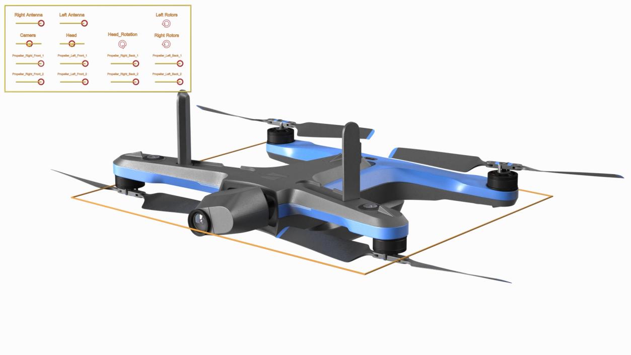 Autonomous Drone Skydio 2 Plus Off State Rigged 3D