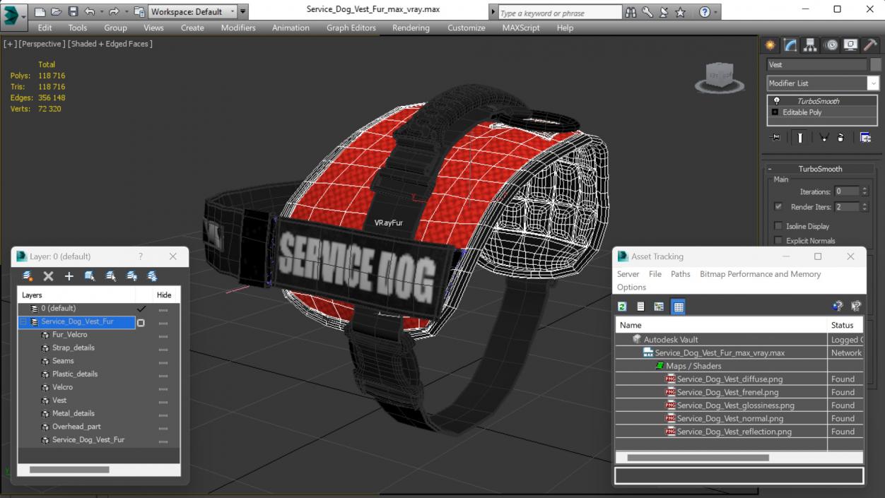 3D model Service Dog Vest Fur