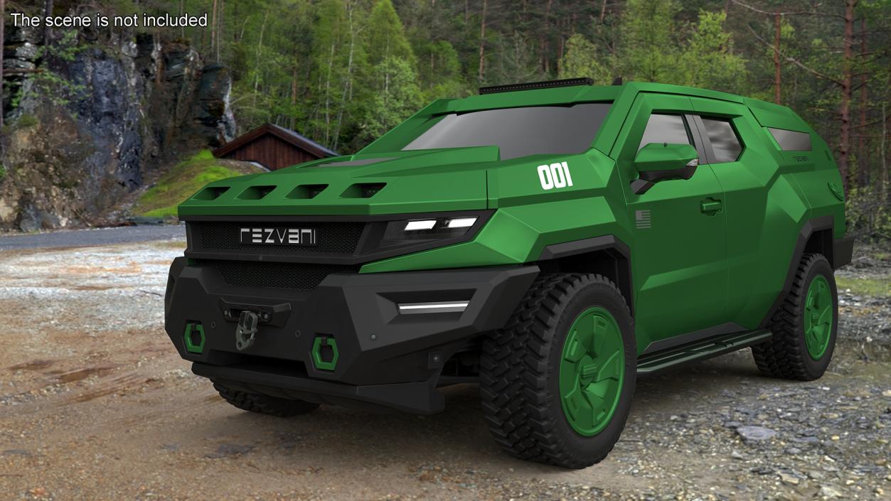 2024 Rezvani Vengeance Armored SUV Green Rigged 3D