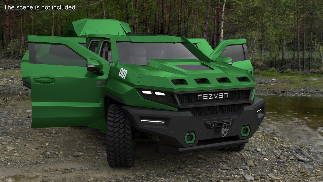 2024 Rezvani Vengeance Armored SUV Green Rigged 3D