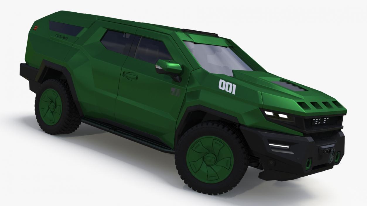 2024 Rezvani Vengeance Armored SUV Green Rigged 3D