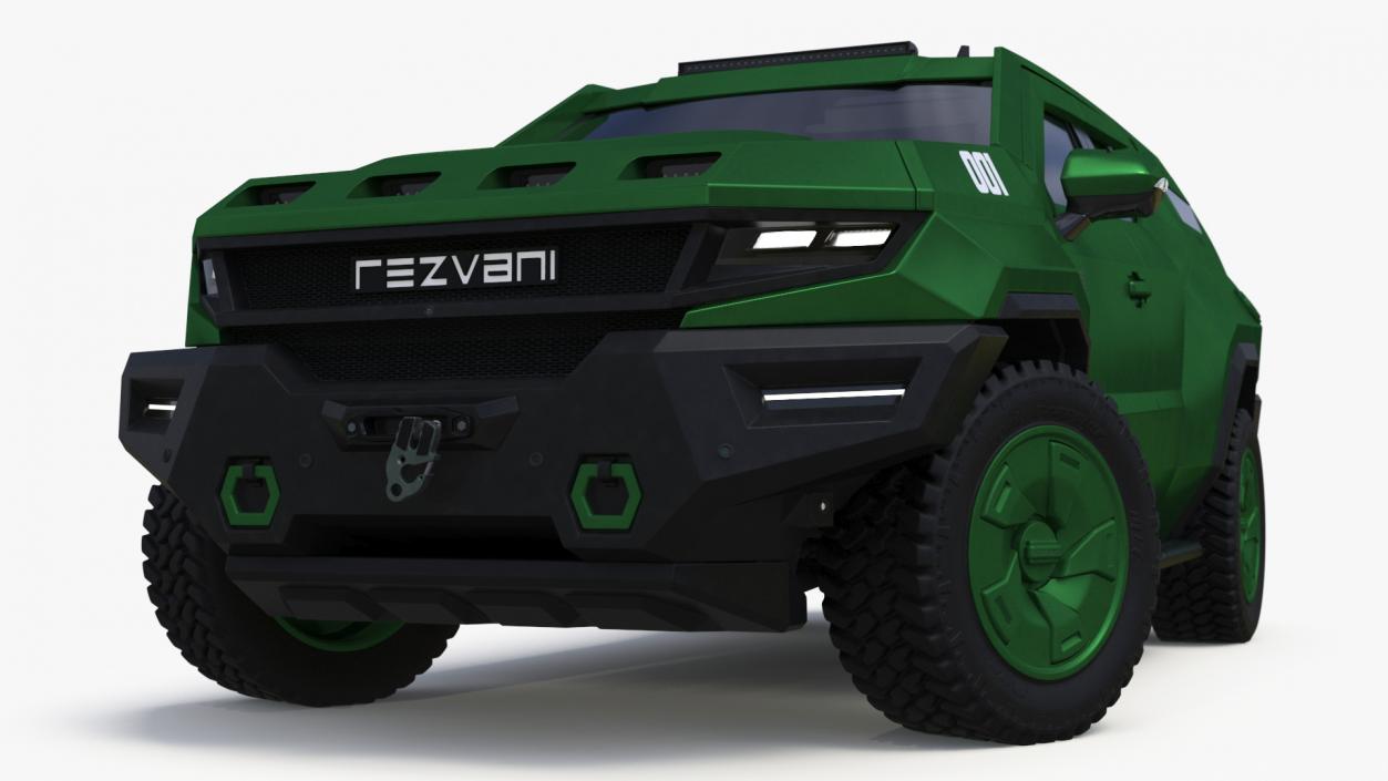 2024 Rezvani Vengeance Armored SUV Green Rigged 3D