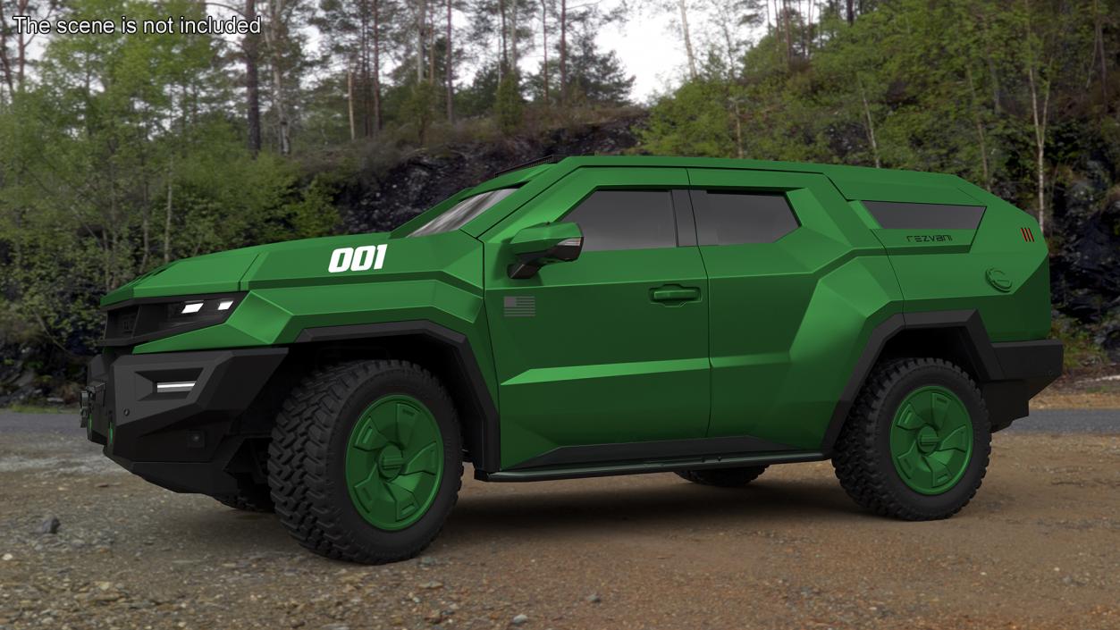 2024 Rezvani Vengeance Armored SUV Green Rigged 3D