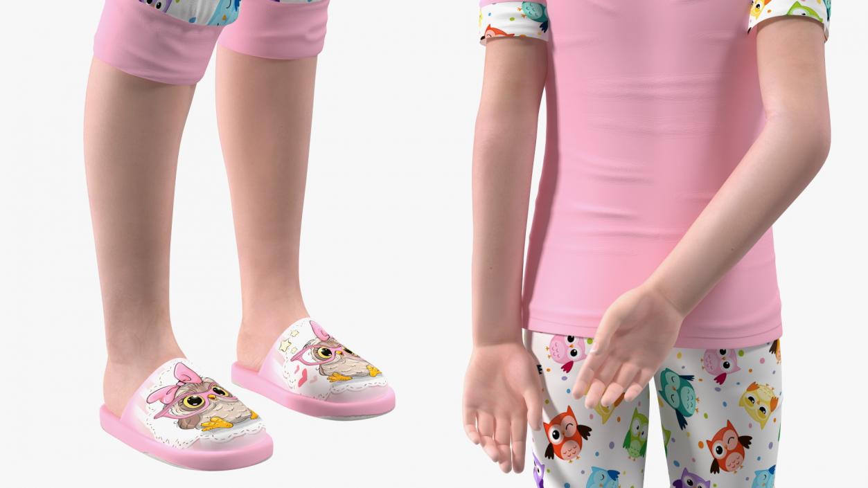 Girl Child Standing Pajamas 3D