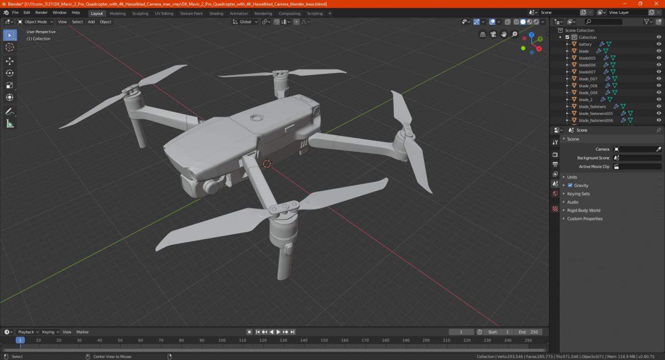 3D model Quadcopter Aerial Drone with Gimbal Mounted Camera