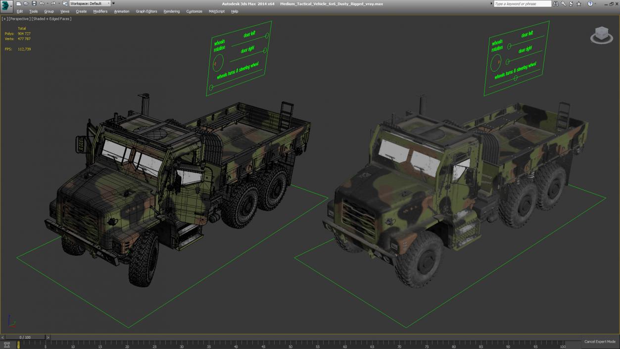 3D model Medium Tactical Vehicle 6x6 Dusty Rigged