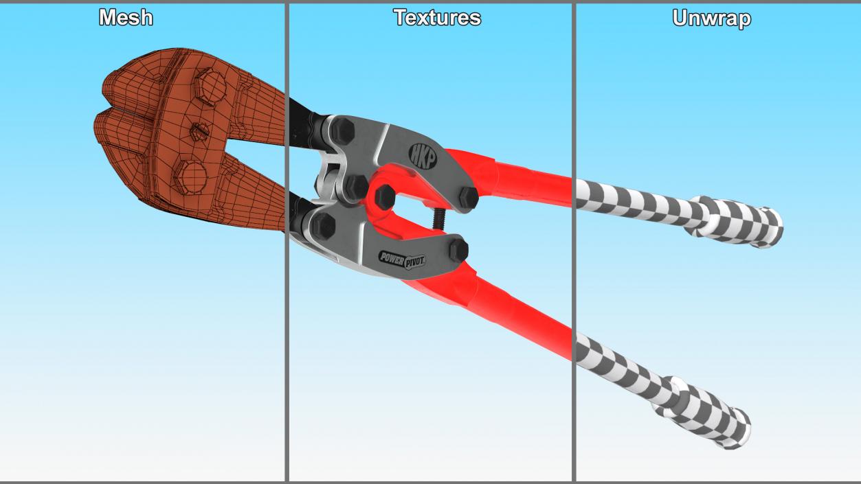 Bolt Cutter Hand Tool Red Rigged 2 3D model