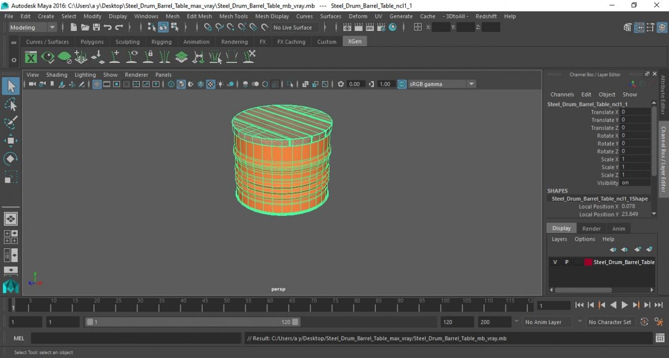 3D Steel Drum Barrel Table model