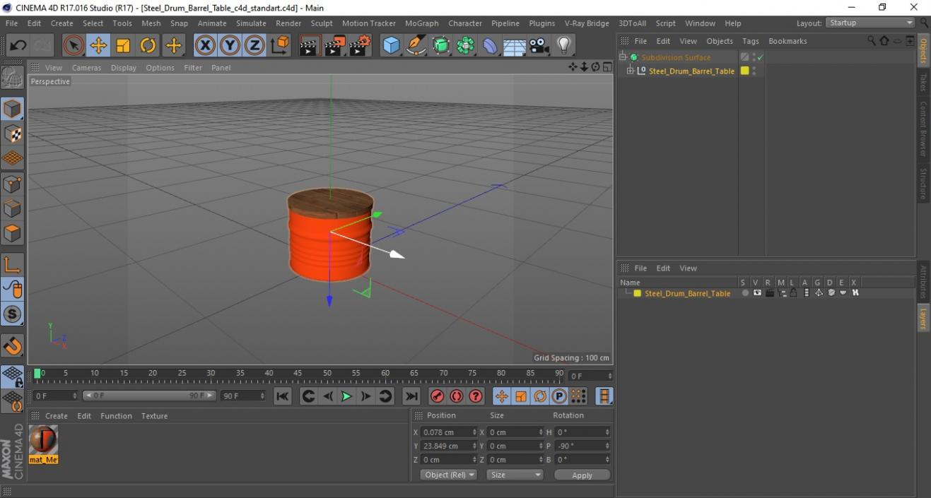 3D Steel Drum Barrel Table model