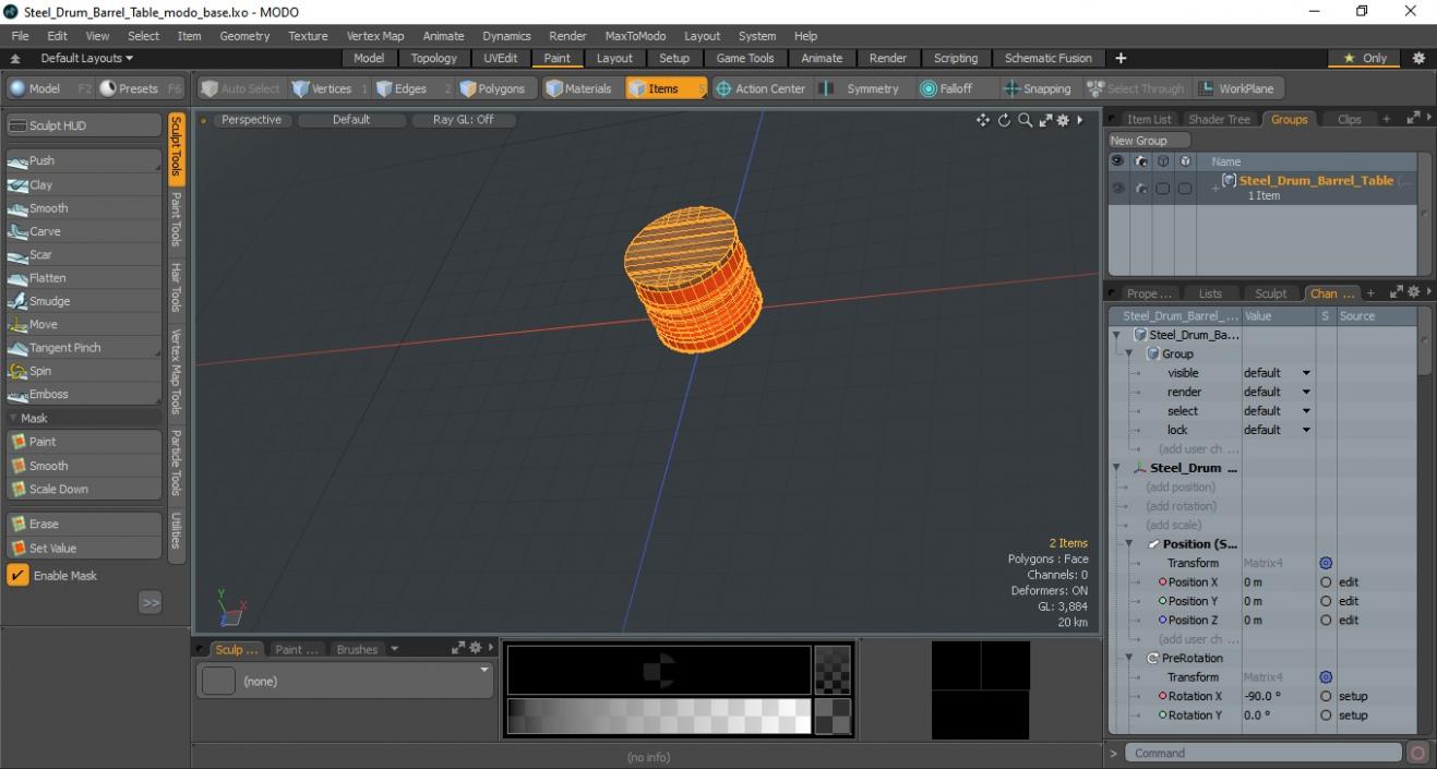 3D Steel Drum Barrel Table model