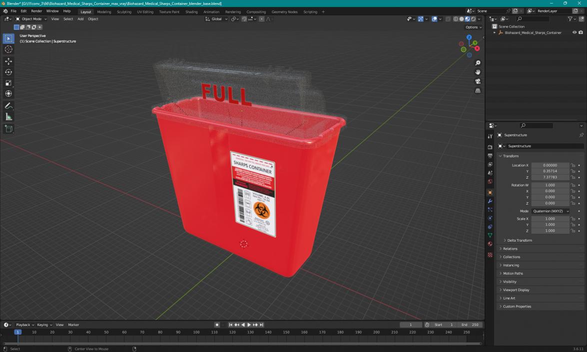 Biohazard Medical Sharps Container 3D model