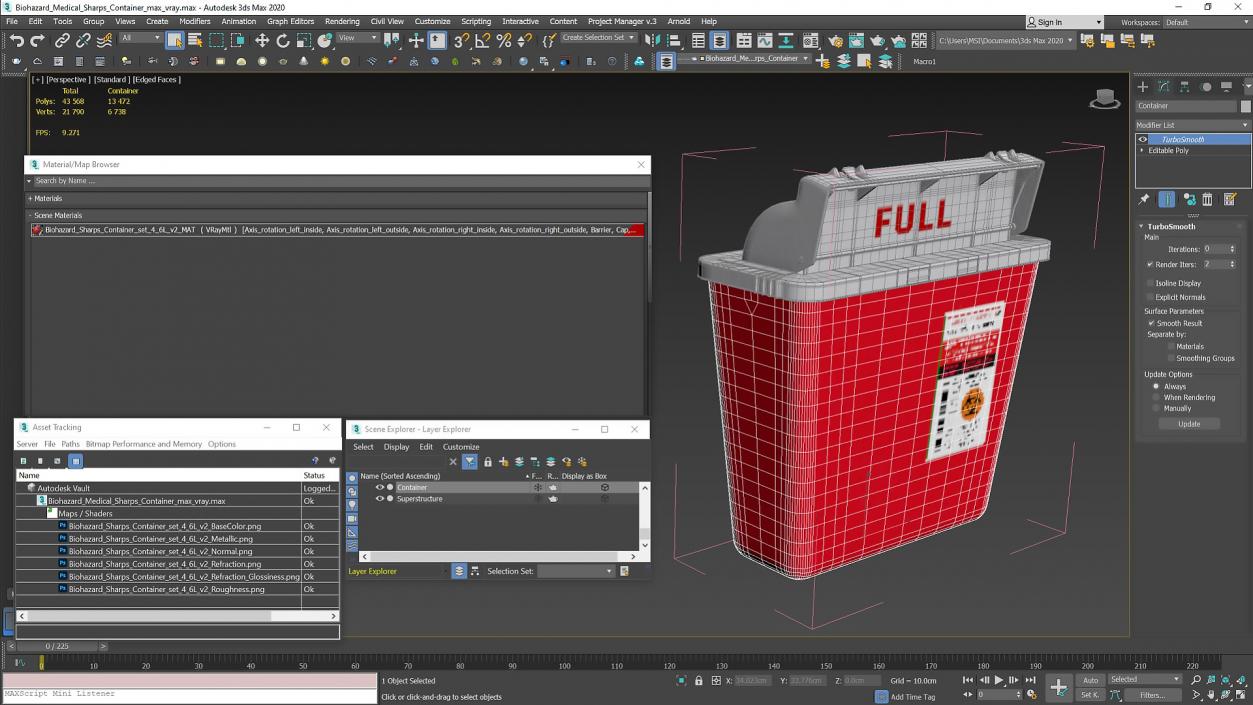 Biohazard Medical Sharps Container 3D model