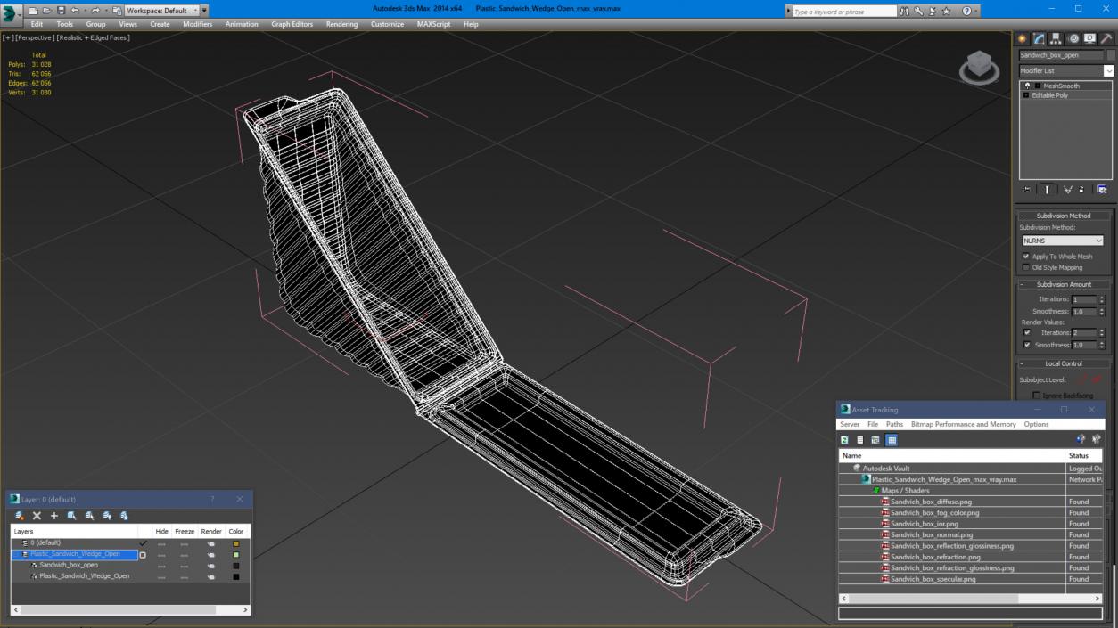 Plastic Sandwich Wedge Open 3D