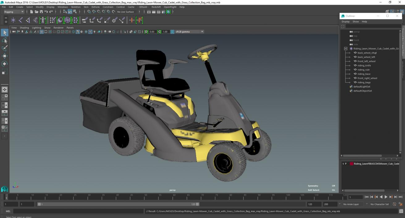 3D Riding Lawn-Mower Cub Cadet with Grass Collection Bag model