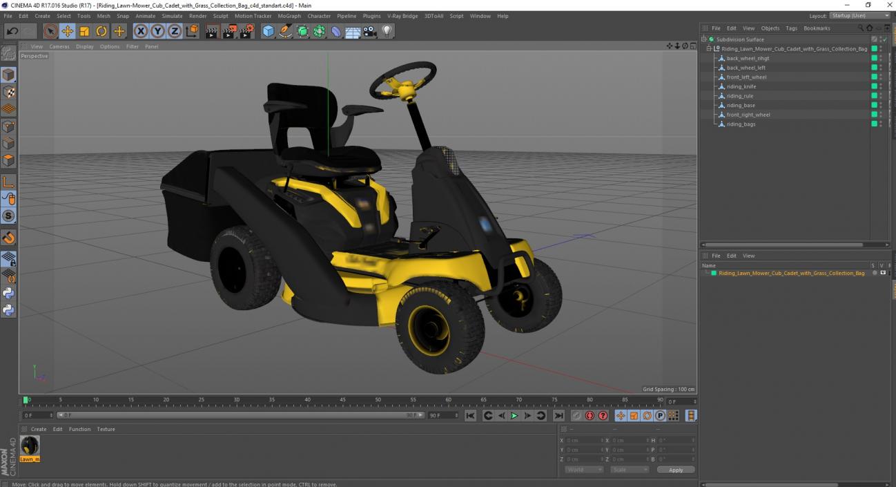 3D Riding Lawn-Mower Cub Cadet with Grass Collection Bag model