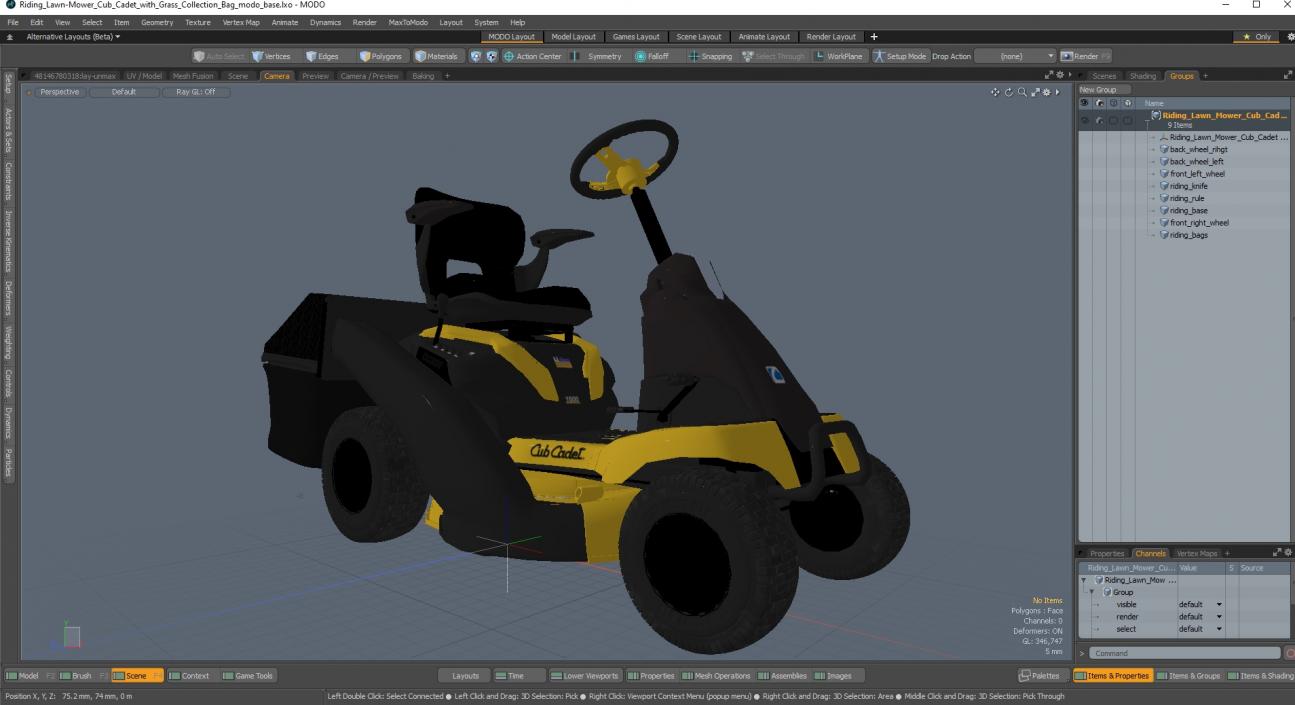 3D Riding Lawn-Mower Cub Cadet with Grass Collection Bag model