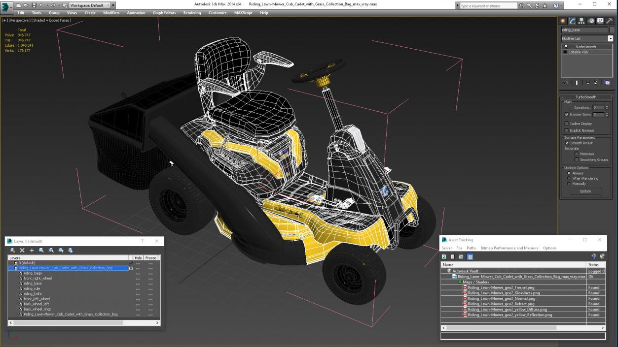 3D Riding Lawn-Mower Cub Cadet with Grass Collection Bag model