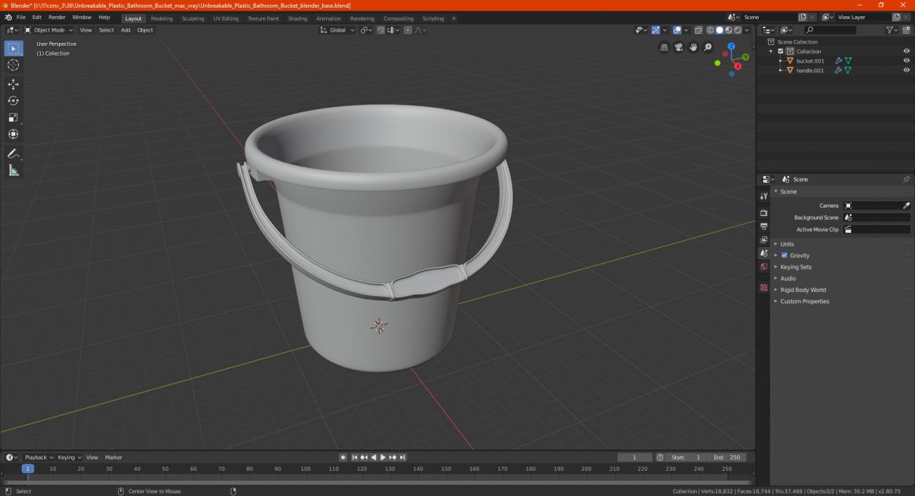 3D model Unbreakable Plastic Bathroom Bucket