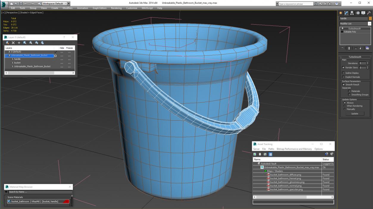 3D model Unbreakable Plastic Bathroom Bucket