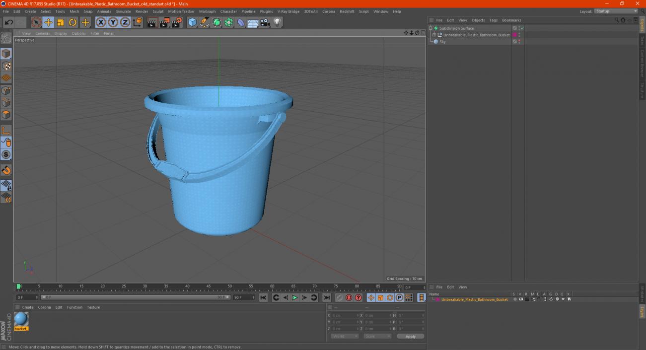 3D model Unbreakable Plastic Bathroom Bucket