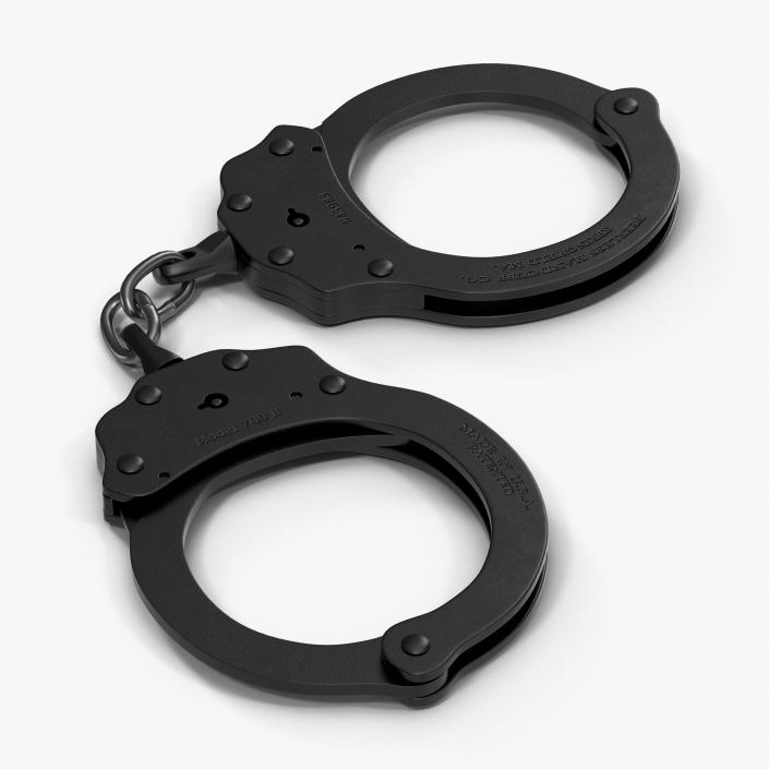 3D Handcuffs Short Chain Black Metal model