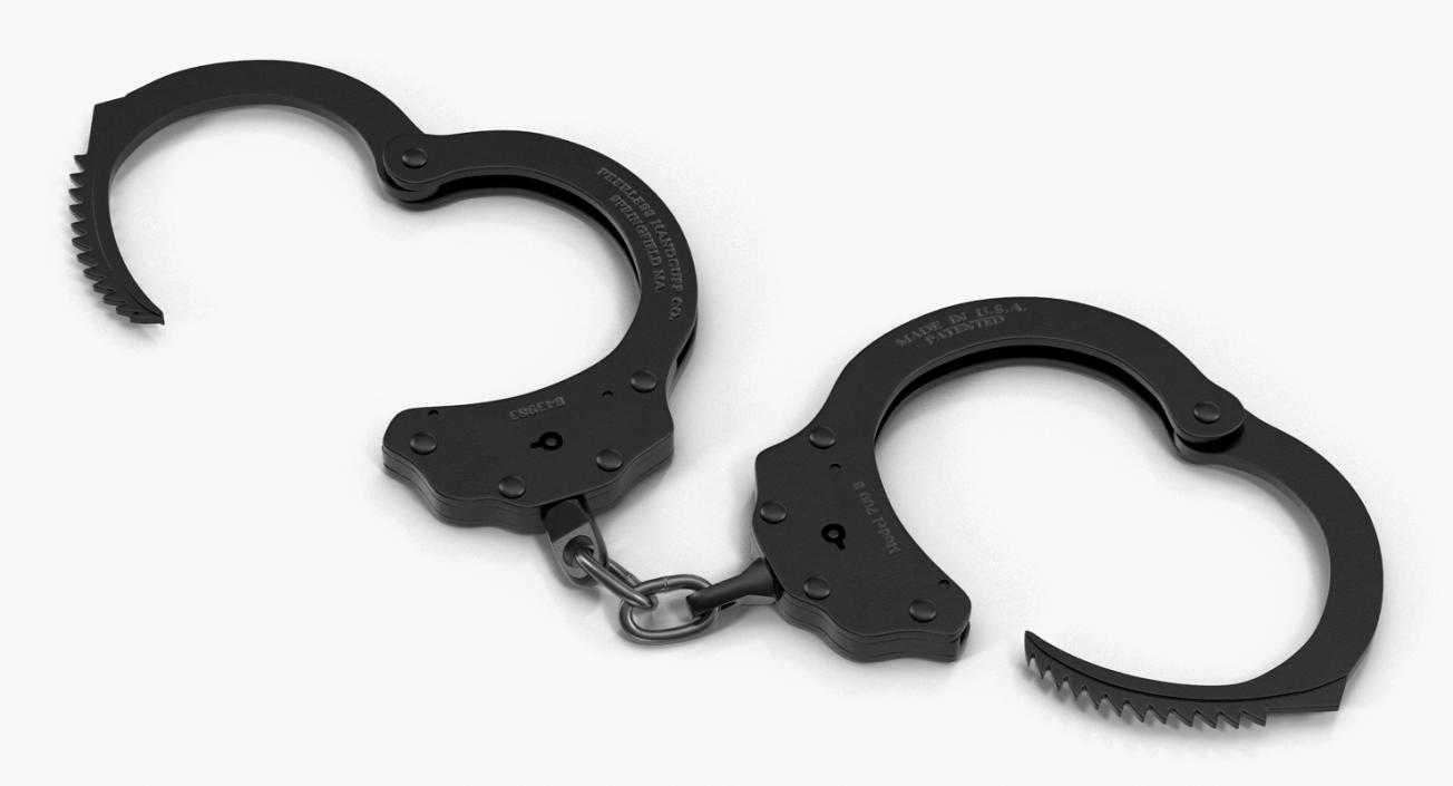 3D Handcuffs Short Chain Black Metal model