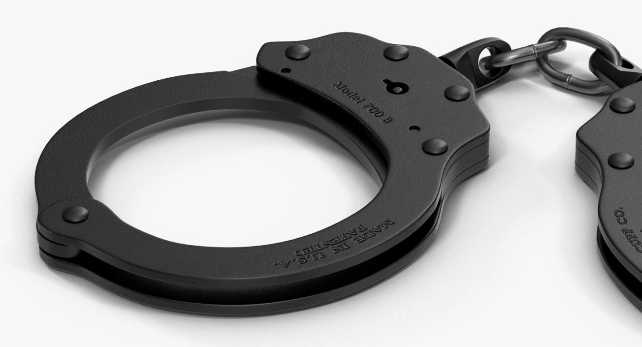 3D Handcuffs Short Chain Black Metal model