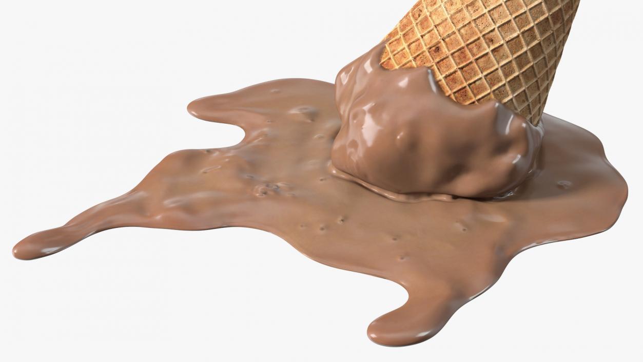 Chocolate Ice Cream Cone Melting 3D