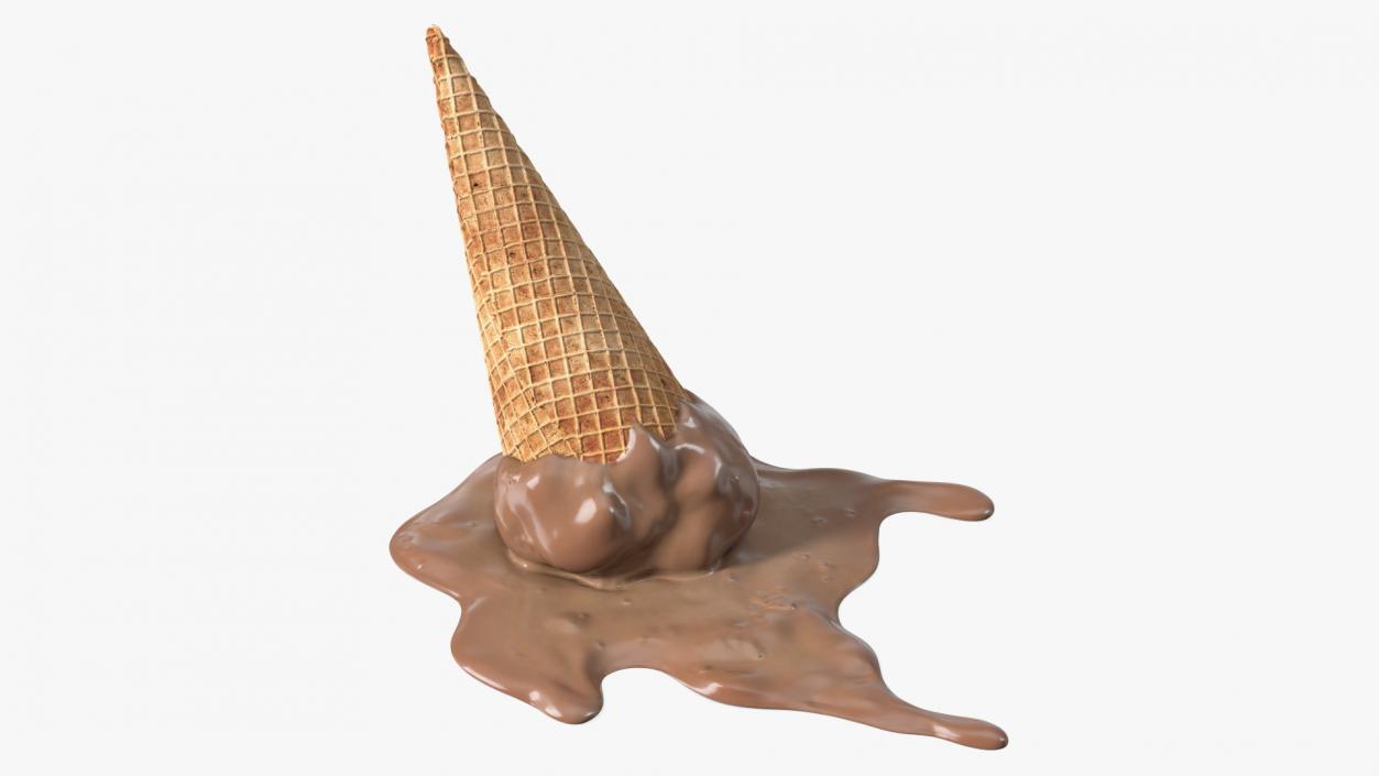 Chocolate Ice Cream Cone Melting 3D