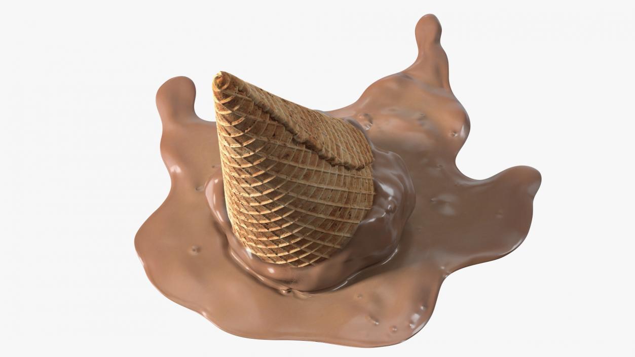 Chocolate Ice Cream Cone Melting 3D