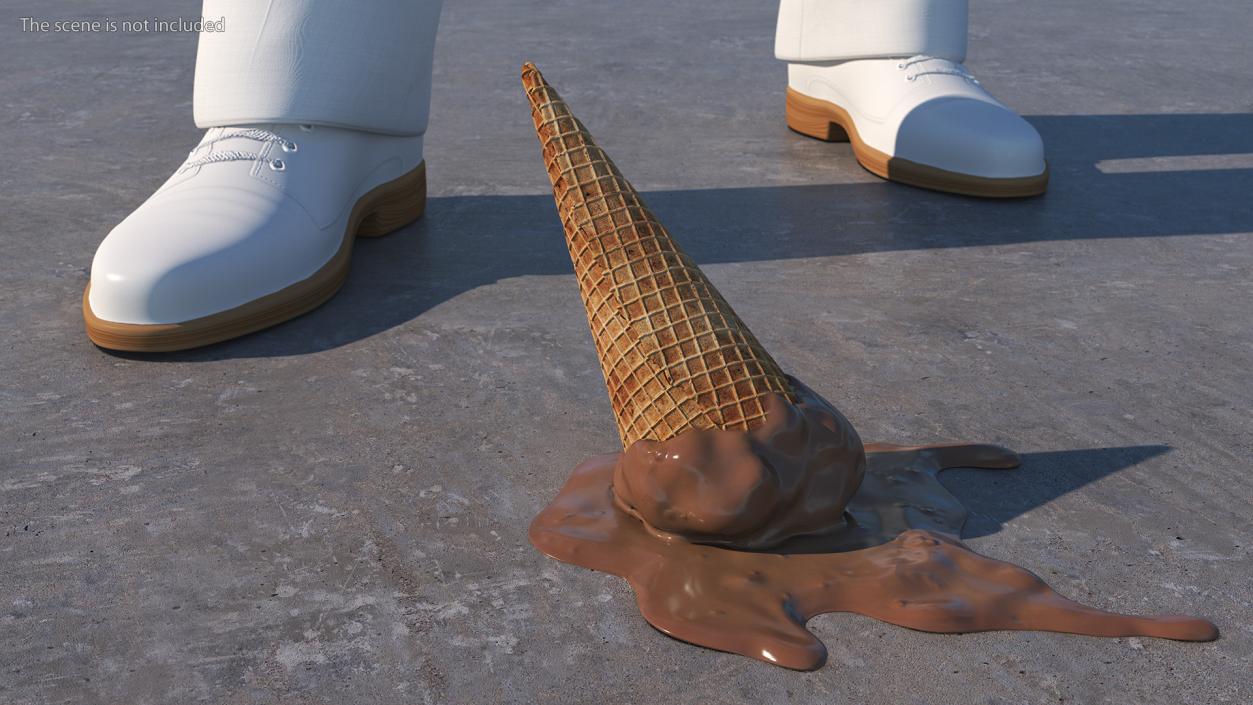 Chocolate Ice Cream Cone Melting 3D