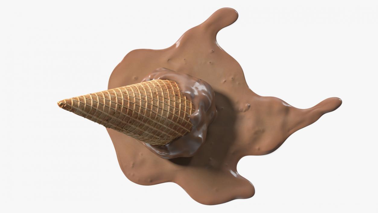 Chocolate Ice Cream Cone Melting 3D