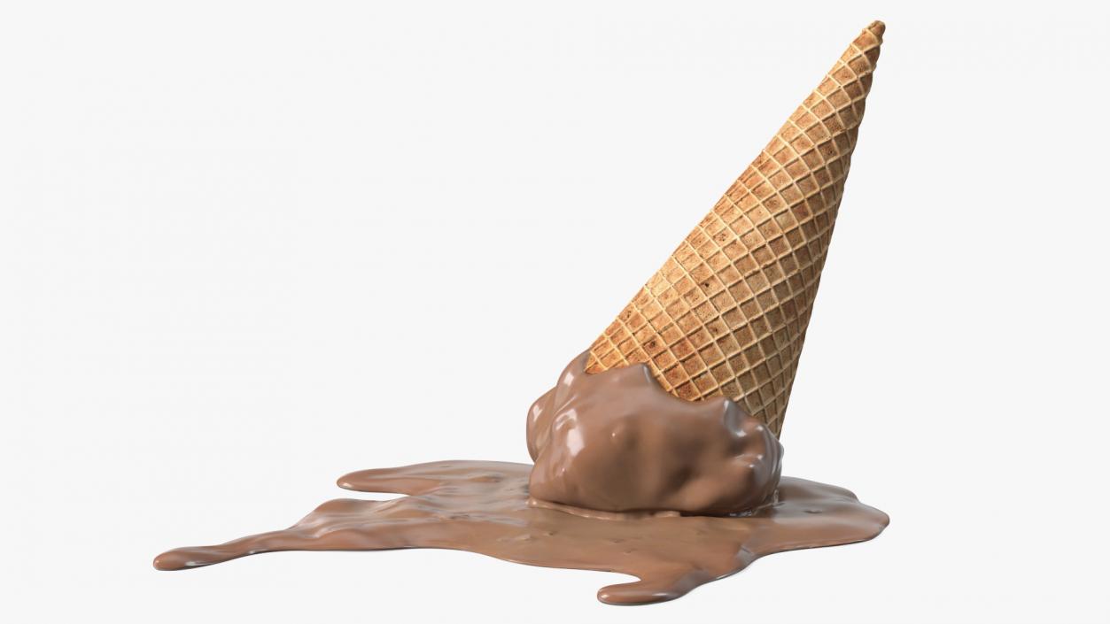 Chocolate Ice Cream Cone Melting 3D