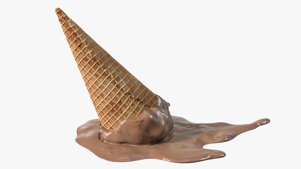 Chocolate Ice Cream Cone Melting 3D