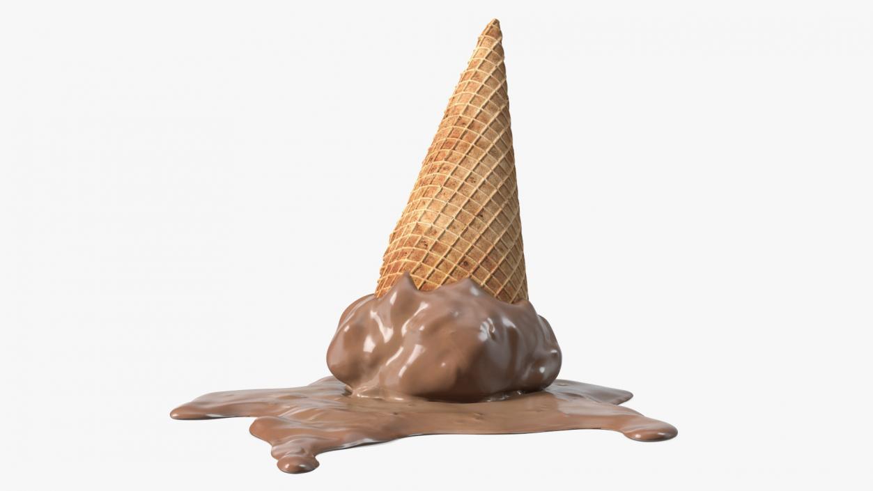 Chocolate Ice Cream Cone Melting 3D