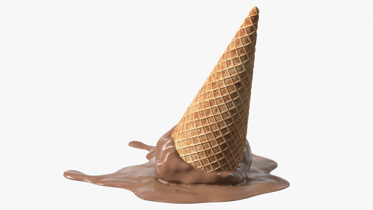 Chocolate Ice Cream Cone Melting 3D