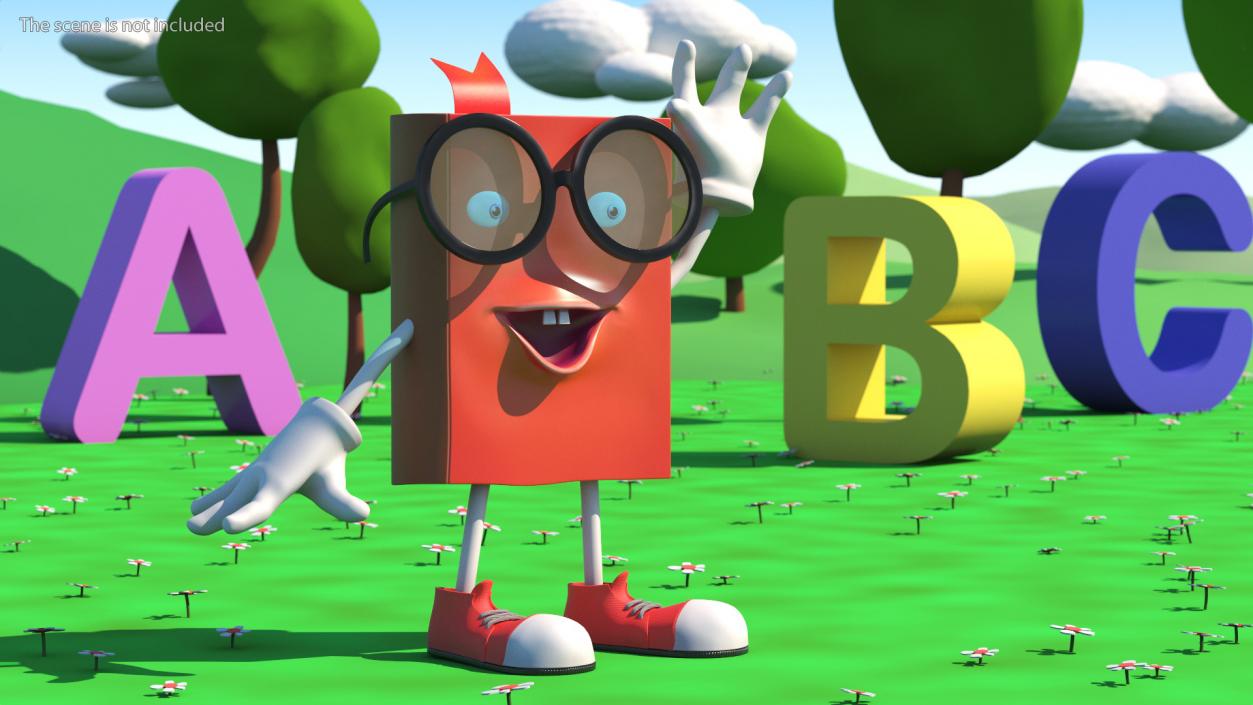 3D Cartoon Red Book Rigged model