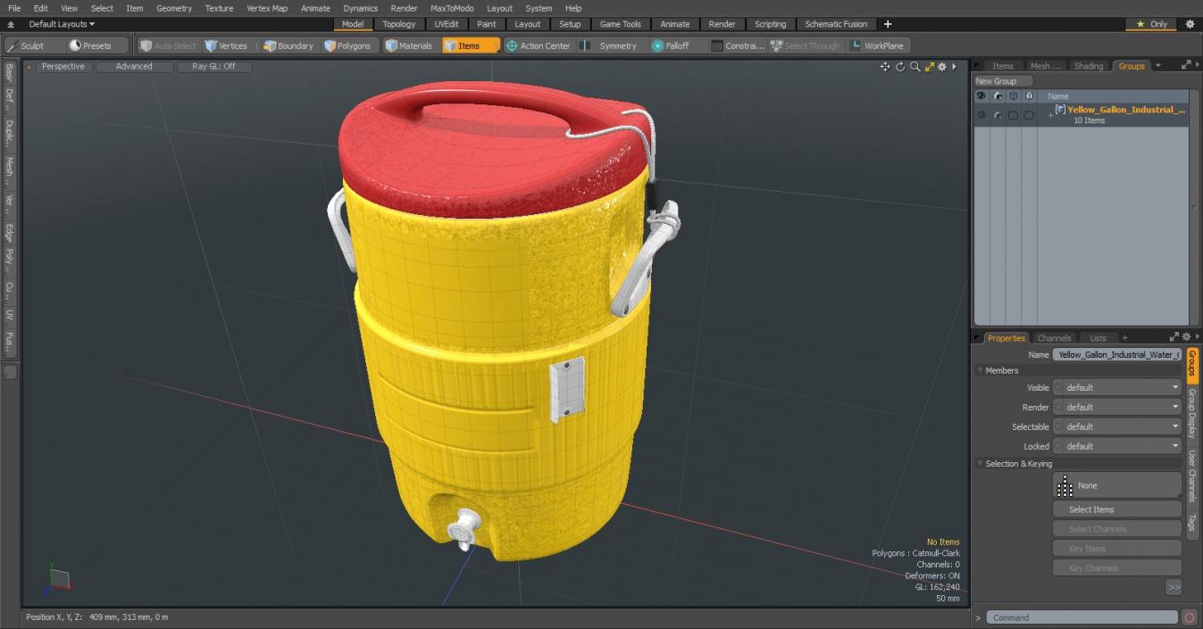 Yellow Gallon Industrial Water Cooler 3D